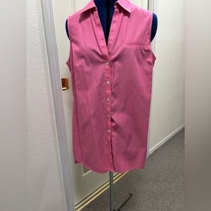 Foxcroft cotton sleeveless top/tunic. Dark pink Oxford fabric. Size 14.